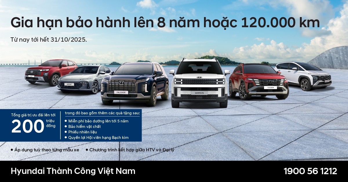 HYUNDAI THÀNH CÔNG ƯU ĐÃI BẢO HÀNH 8 NĂM